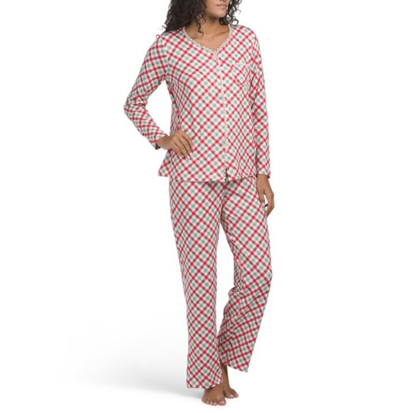 SOPHIA Red 2pc Sweet Whisper Holiday Plaid Pajama Set - Picture 1 of 2